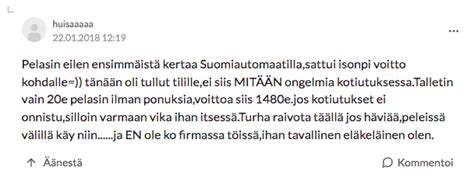Suomiautomaatin kotiutus .